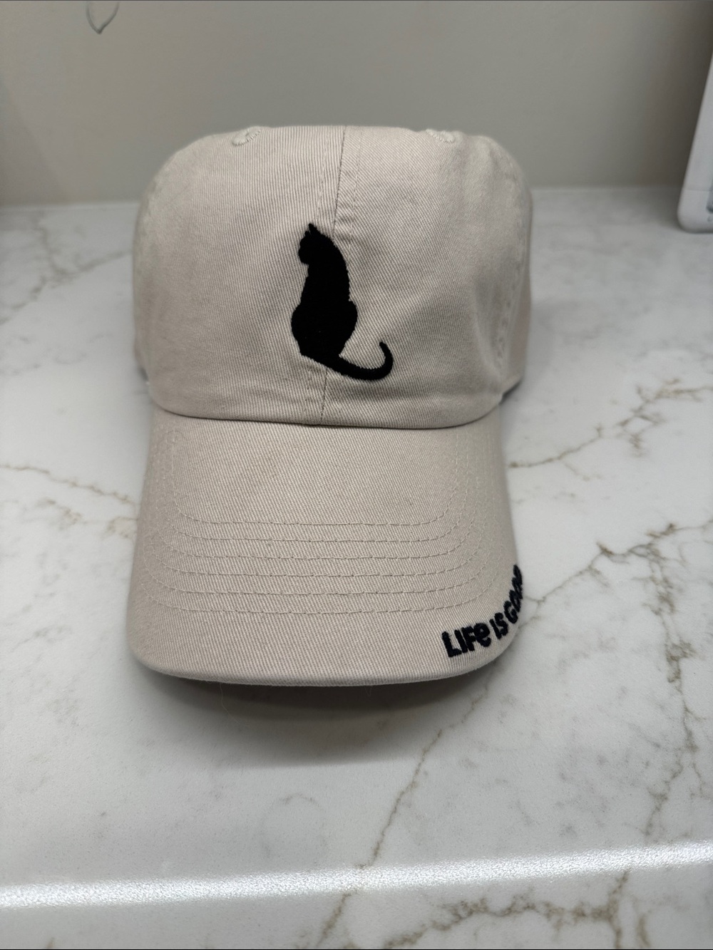 Life Is Good Beige Cap with Black Cat Logo - Picture 2 of 4